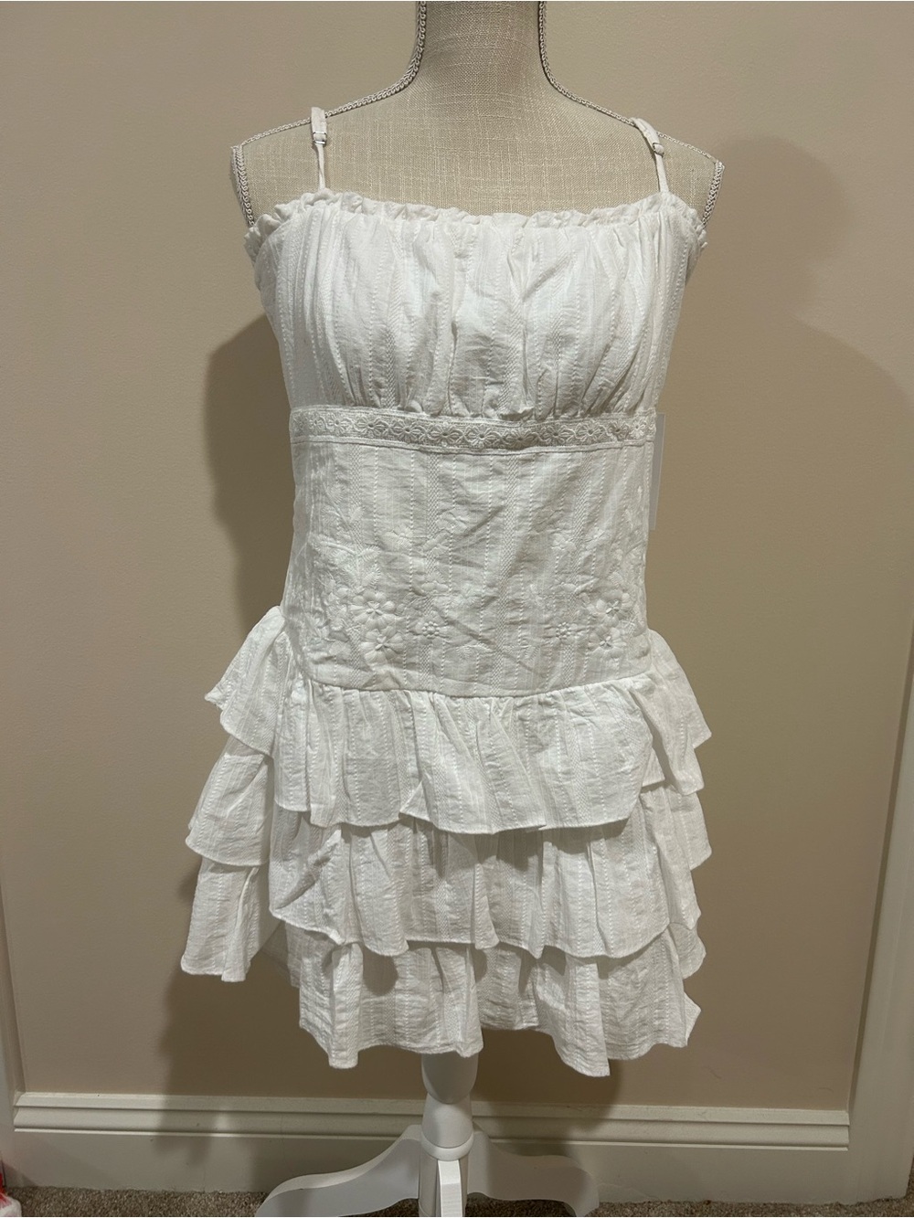 White Ruffled Tiered Sundress - Lightweight Summer Dress
